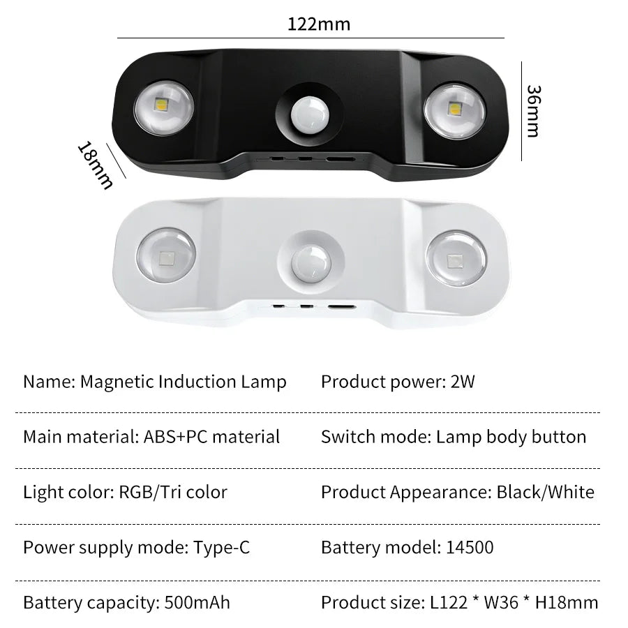 Lampe LED avec détecteur de mouvement pour escalier et couloir, éclairage automatique sans fil.