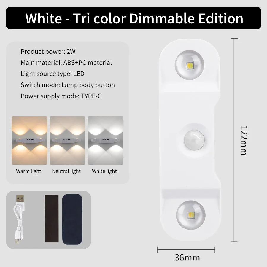 Lampe LED avec détecteur de mouvement pour escalier et couloir, éclairage automatique sans fil.