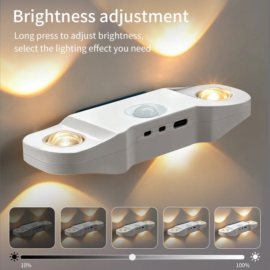 Lampe LED avec détecteur de mouvement pour escalier et couloir, éclairage automatique sans fil.