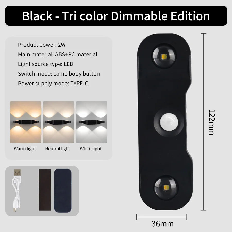 Lampe LED avec détecteur de mouvement pour escalier et couloir, éclairage automatique sans fil.